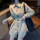 Tie-waist Long Trench Coat Almond - One Size