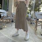 Houndstooth H-line Maxi Skirt Beige - One Size