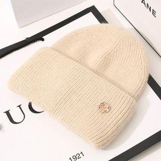 Plain Lettering Label Knit Cap