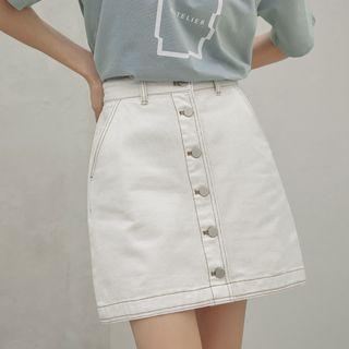 Button-up A-line Miniskirt
