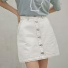 Button-up A-line Miniskirt