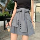 Tie Waist A-line Mini Skirt