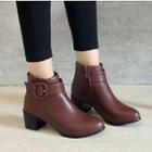 Chunky-heel Buckle Ankle Boots