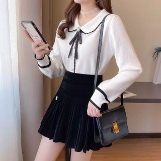 Set: Knit Shirt + Velvet Skirt