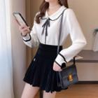 Set: Knit Shirt + Velvet Skirt