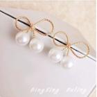 Alloy Bow Faux Pearl Bow Earring