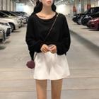 Long Sleeve Plain Tee / Elasticized Waist Shorts
