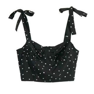 Heart Print Cropped Camisole Top