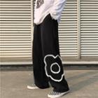 Flower Embroidered Loose Fit Pants