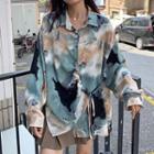 Print Shirt Blue & Coffee & Black - One Size