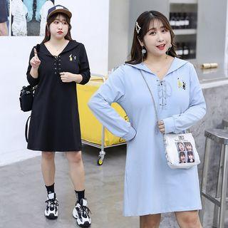 Lace Up Long-sleeve T-shirt Dress