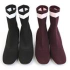 Contrast-trim Knit-detail Booties