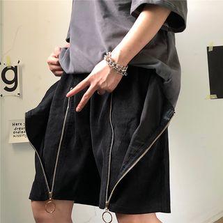 Zip-accent Wide Leg Shorts