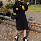 Long-sleeve Half-zip Midi Dress
