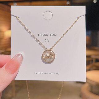 Mermaid Tail Rhinestone Pendant Alloy Necklace X568 - Gold - One Size