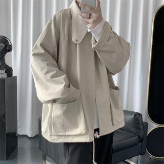 Drawstring-cuff Zip-up Jacket