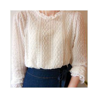 Ruffle-detail Sheer Top