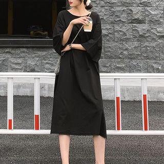 Oversize 3/4-sleeve Midi T-shirt Dress