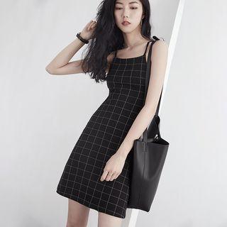 Plaid Sleeveless Chiffon Dress