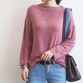 Boatneck Drop-shoulder T-shirt Sky Blue - One Size