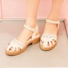 Chunky Heel Woven Strap Sandals