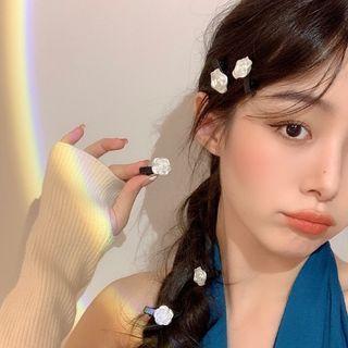 Rose Hair Clip 1 Pair - Rose - White - One Size