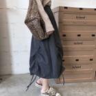 Shirred High-waist Midi Skirt