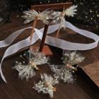 Wedding Set: Mesh Bow Hair Clip + Fringed Earring Set Of 1 - 1 Pair - Earring & Hair Clip - As Shown In Figure - One Size