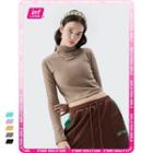 High-neck Long-sleeve Crop T-shirt In 5 Colors