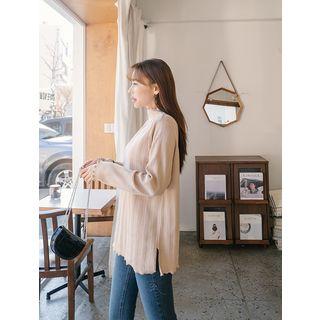 Plus Size Mock-neck Ribbed Top