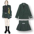Plaid Loose-fit Blazer / Plaid A-line Skirt