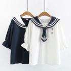 3/4-sleeve Sailor Collar Blouse