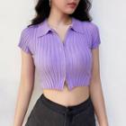 Collared Zipper Light Knit Top In 6 Colors