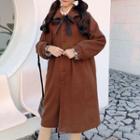 Buttoned Long Coat Chocolate - One Size