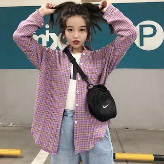 Long-sleeve Plaid Shirt As Shown In Figure - One Size