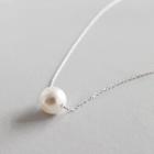 925 Sterling Silver Faux Pearl Pendant Necklace 925 Silver - Platinum - One Size