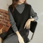 V-neck Midi Knit Vest Dress