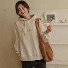 Letter-embroidered Slit-hem Hoodie
