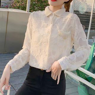 Set: Long-sleeve Lace Blouse + Tube Top