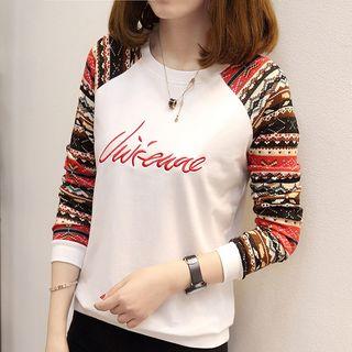 Letter Panel Raglan Long-sleeve T-shirt