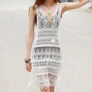 Perforated Knit Tank Dress