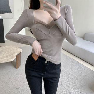 Long-sleeve Mesh Panel Padded T-shirt
