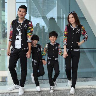 Family Matching Print Baseball Jacket