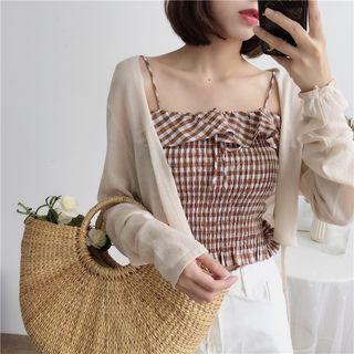 Plaid Camisole Top / Open-front Jacket