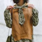 Side Slit Knit Vest Light Brown - One Size