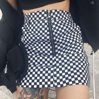 Checkerboard A-line Mini Skirt