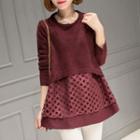 Mock-two-piece Paneled Long Knit Top
