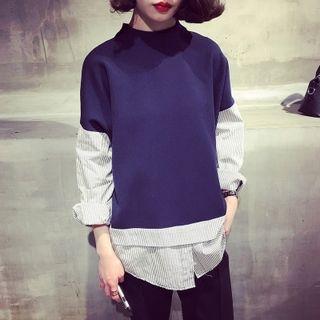Pinstriped Panel Sweatshirt