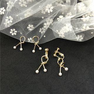 Faux Pearl Knot Earring / Clip-on Earring