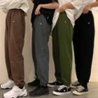 High-neck Plain Wide-leg Sweatpants